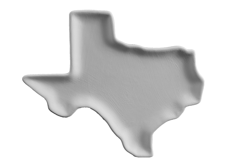 Shallow dish in the shape of Texas