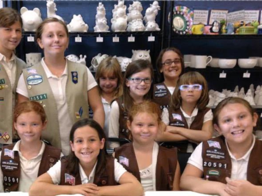 best girl scout troop activity ceramic pottery painting fun